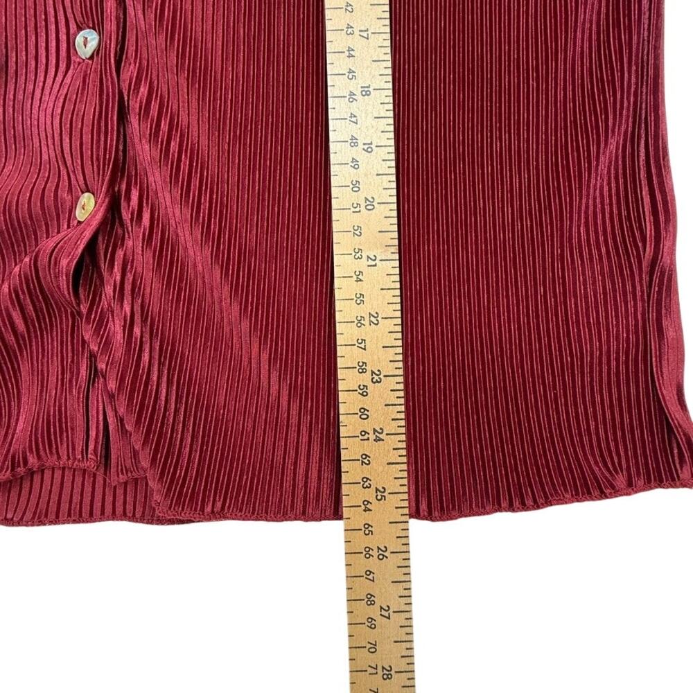 Waverles Pleated 2 Piece Set Burgundy Button Shirt Pants S Resort Lounge - Picture 9 of 16